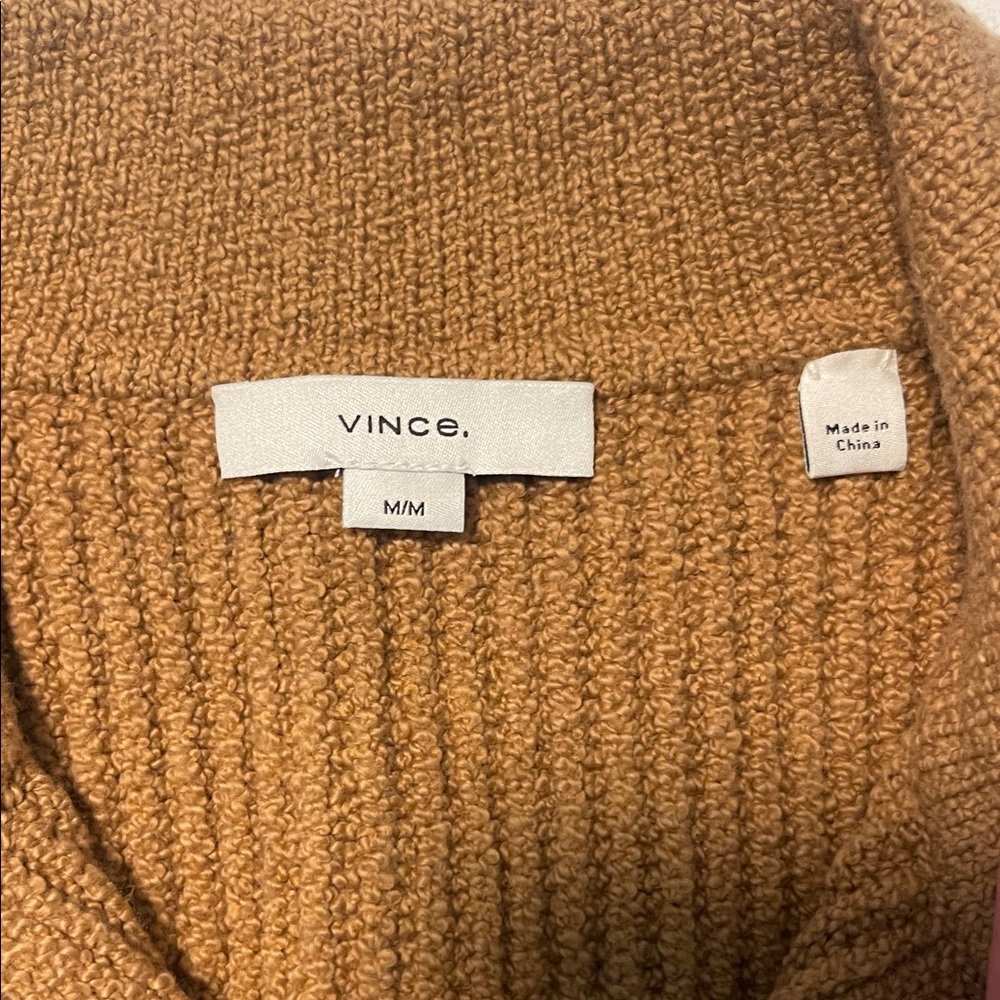 Vince Ribbed Camel Button Up Sweater - Picture 2 of 4